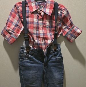 OshKosh B'gosh Blue Denim Jeans with Suspenders